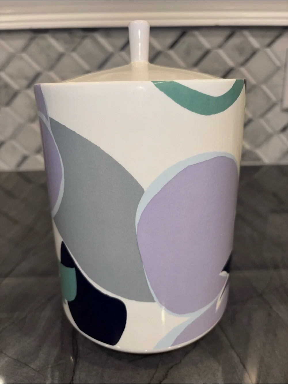 Kate Spade x Lenox Nolita Blue Floral cookie jar cannister lavender gray white